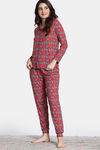 Zivame Zfun Knit Poly Pyjama Set - Tomato Puree — thumbnail 3